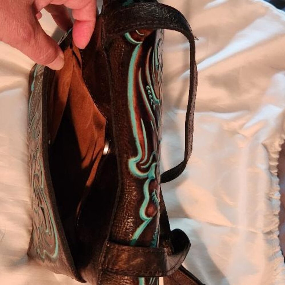 Patricia Nash Granada Tooled Turquoise Crossbody Bag - Picture 6 of 6